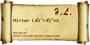 Hirter Lóránt névjegykártya